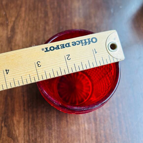 Vintage red hobnail cut glass red tumbler candle holder 4.5” - Picture 8 of 8